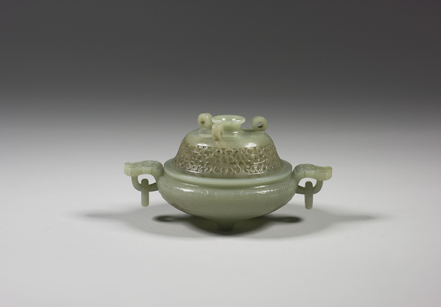 清 青玉獸面紋活環爐